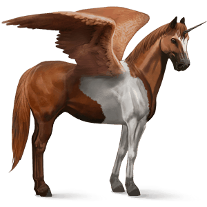 winged riding unicorn chestnut overo