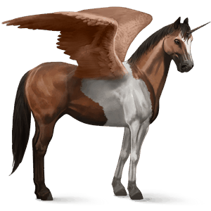 winged riding unicorn liver chestnut tobiano