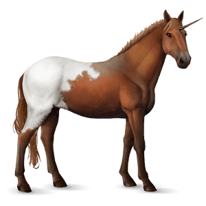 riding unicorn paint horse chestnut tobiano