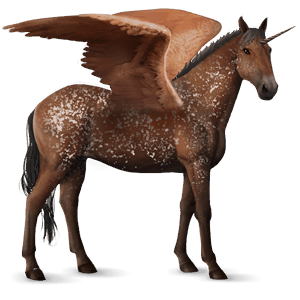 winged riding unicorn chestnut few spots