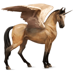 winged riding unicorn paint horse dun tobiano