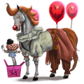 riding unicorn paint horse cherry bay tobiano